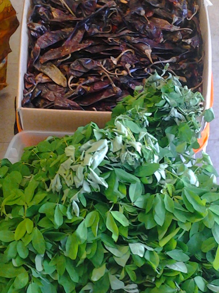 chiles secos y chipilin fresco